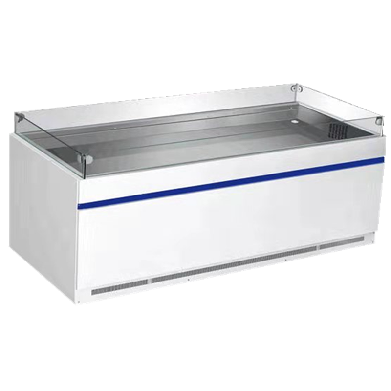 Commercial supermarket stainless steel refrigerator for fish freezer open top ice frozen sea food display fridge showcase