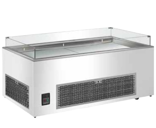 Supermarket Portable frozen food display table 304 stainless steel ice freezer for seafood