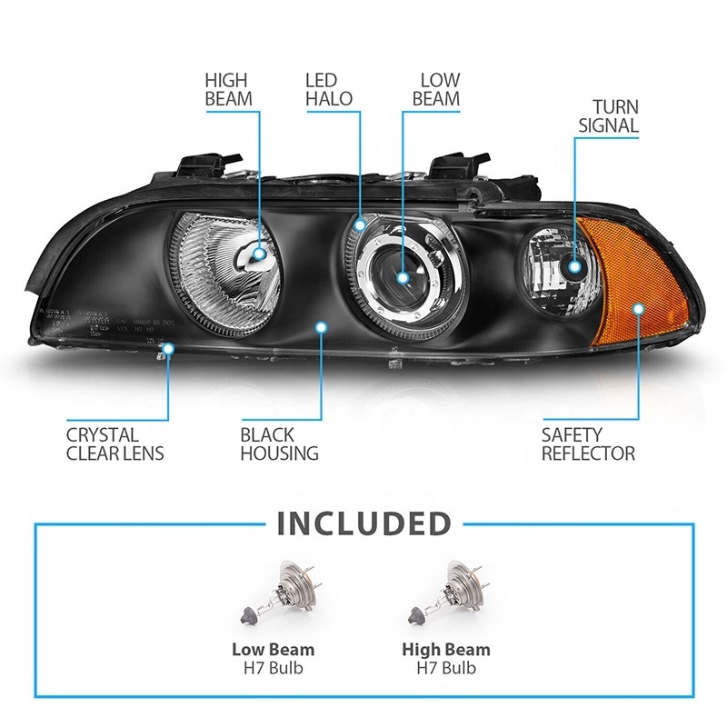 Head Lamp LED Kit Hid Headlight LED Fog Driving Lights for BMW 5 Series E39 1995 1996 1997 1998 1999 2000 2001 2002 2003