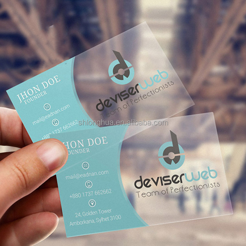 customized printed pvc clear frosted business card name card transparent business card