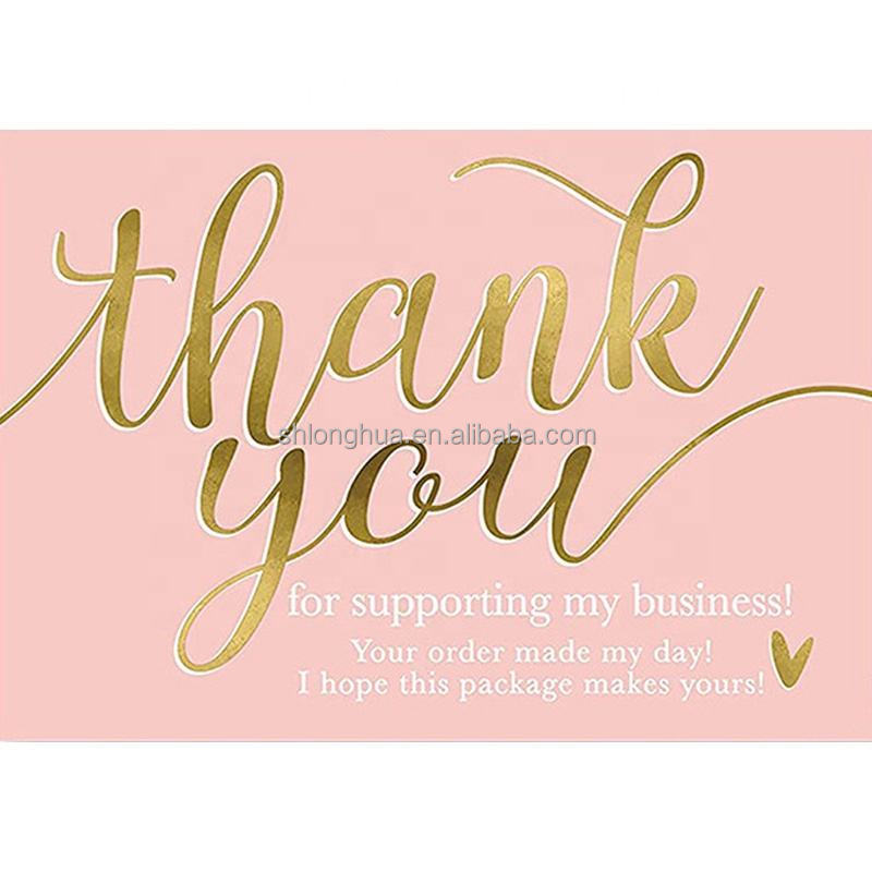 Low Moq High Quality Luxury Custom Pink Metallic Foil Logo Business Postcard Wedding Thank You Card