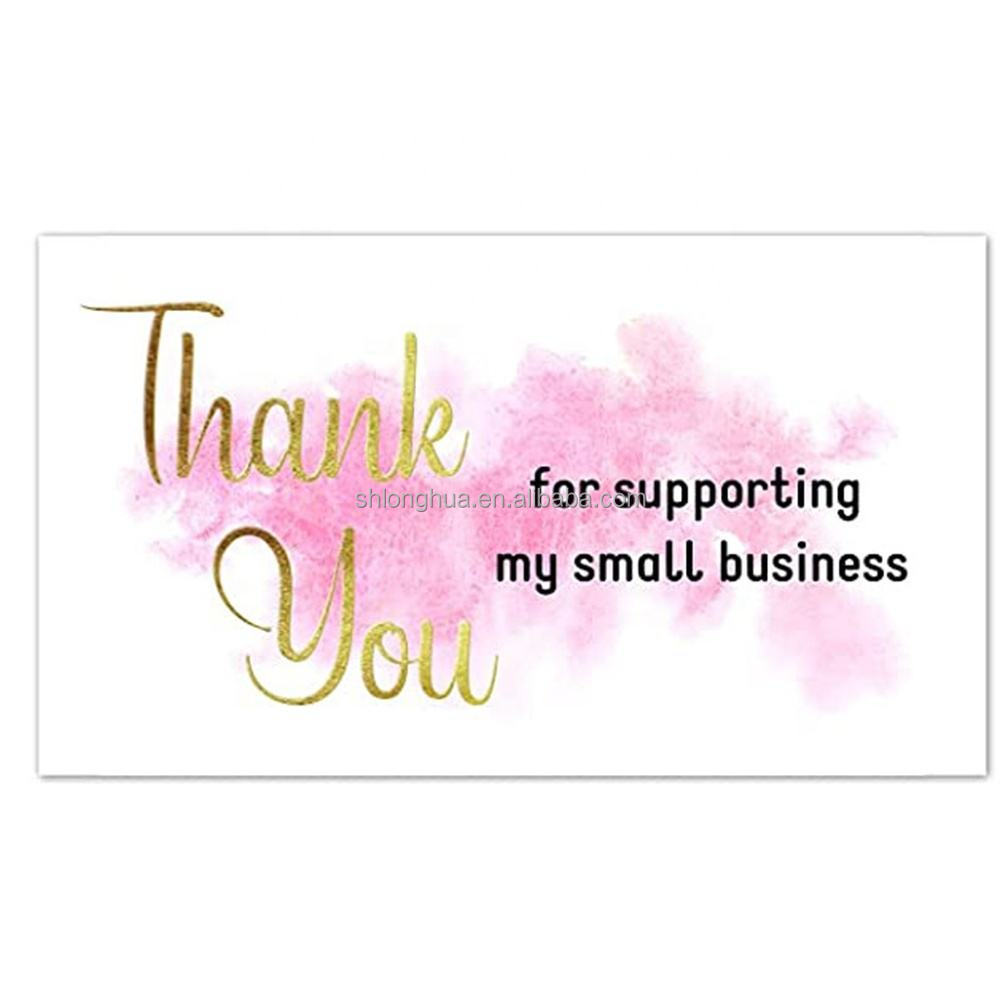 Low Moq High Quality Luxury Custom Pink Metallic Foil Logo Business Postcard Wedding Thank You Card