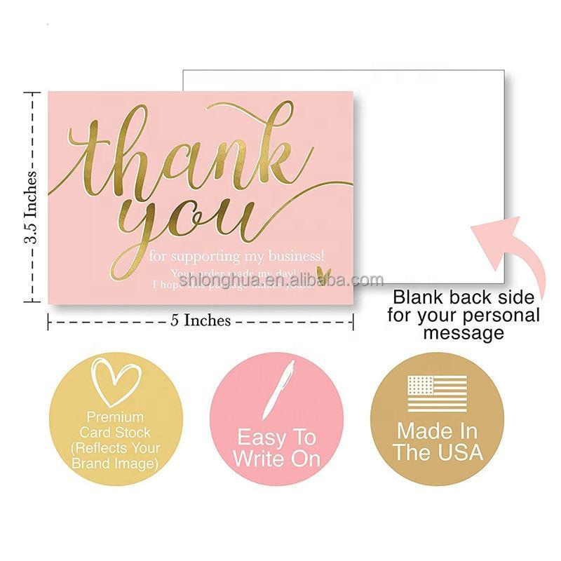 Low Moq High Quality Luxury Custom Pink Metallic Foil Logo Business Postcard Wedding Greeting Card