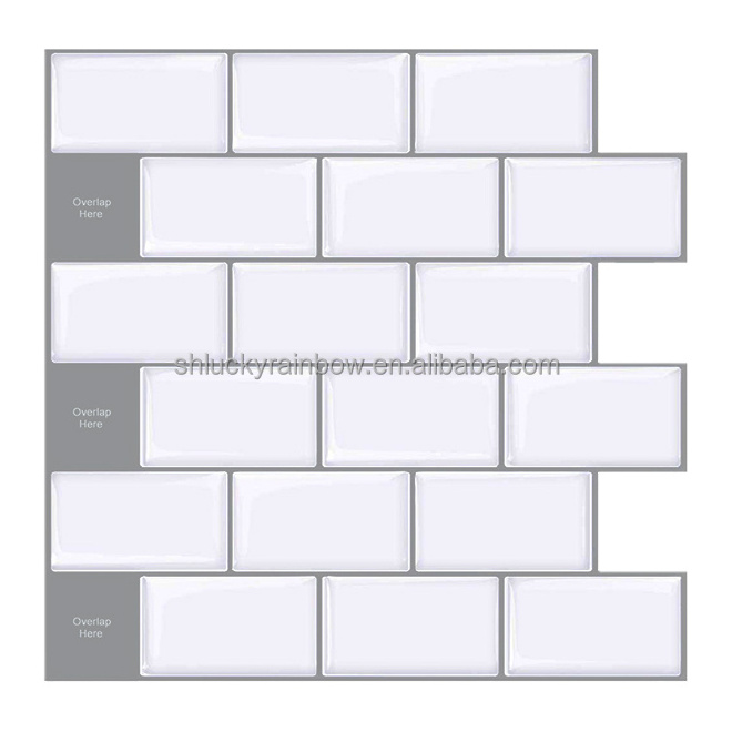 PU glue wall tile 3d self adhesive  pvc wall tile stickers for  bathroom