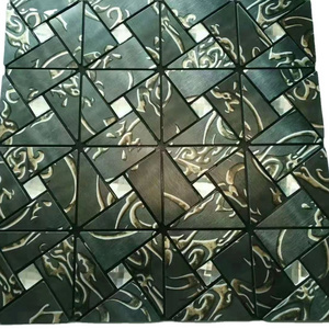 Self adhesive Glass metal wall mosaic kitchen interior design aluminium stainless steel glass mosaic tile