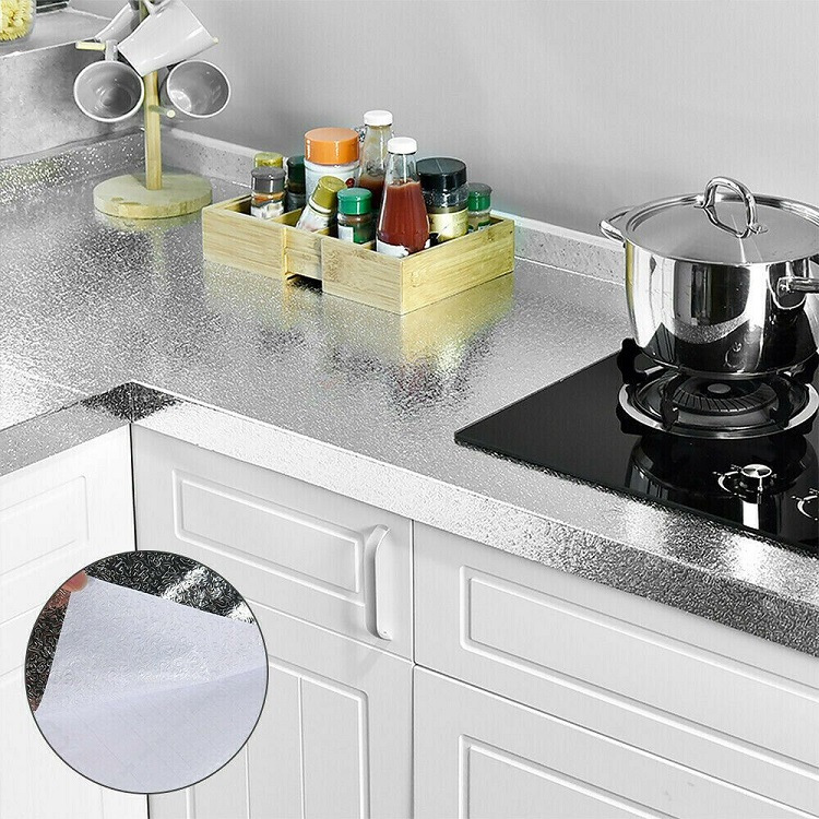 Kitchen Oil-proof Backsplash Waterproof Wallpapers and Stickers Wallpaper for Kitchen Self Adhesive Aluminum Foil Lucky Modern