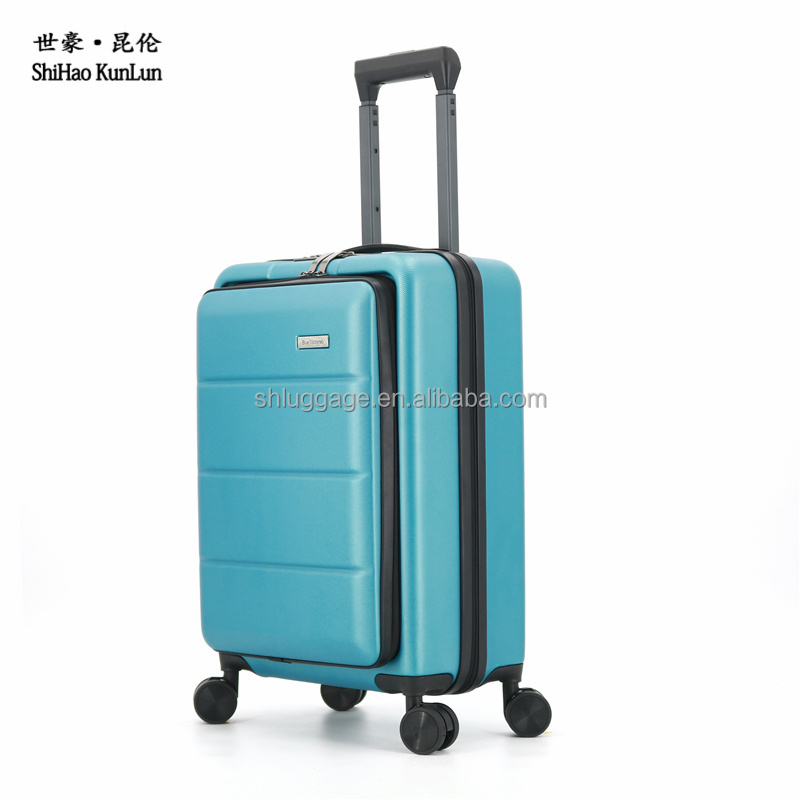 Wholesale 4 wheels multifunction front opening luggage suitcase with lock laptop compartment bag custom luggage with lap top bag