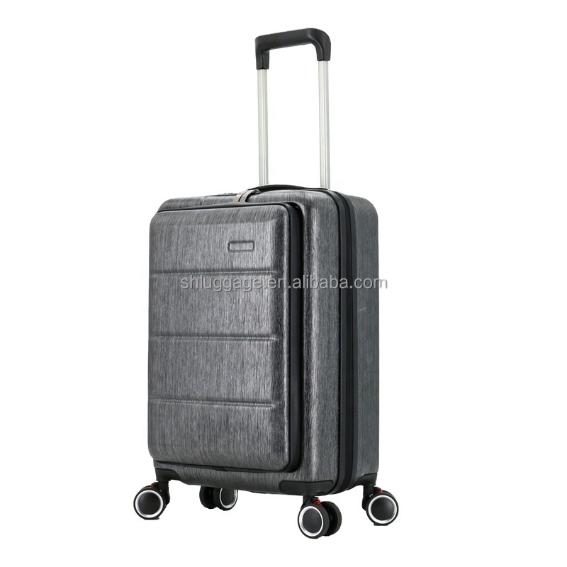 Wholesale 4 wheels multifunction front opening luggage suitcase with lock laptop compartment bag custom luggage with lap top bag