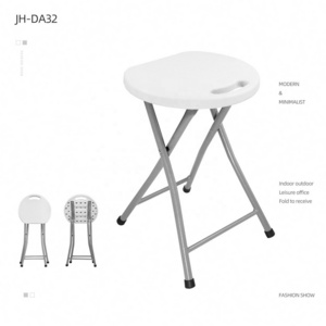 American Popular Chinese Suppliers Bench Easy to Carry White Small Round Folding Stool With Metal Frame