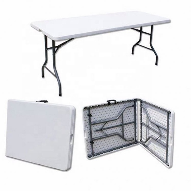 Amanzon top sale portable white HDPE folding table 6FT outdoor plastic folding table