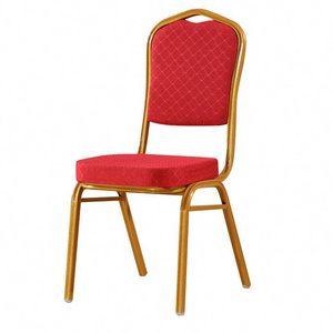 Free sample cheap stackable hotel wedding used aluminum gold banquet chairs for sale