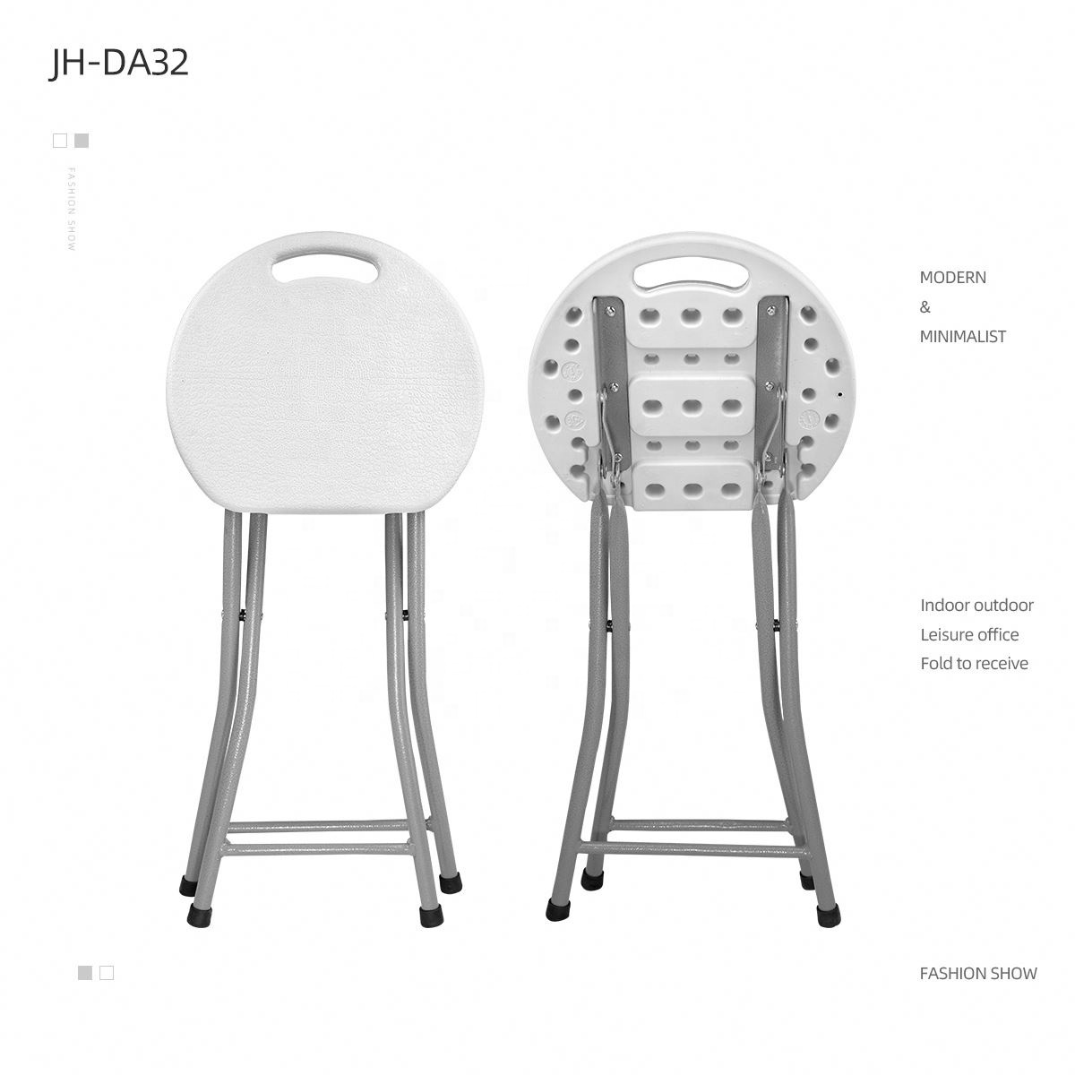 American Popular Chinese Suppliers Bench Easy to Carry White Small Round Folding Stool With Metal Frame