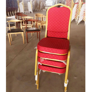 Wholesale Cheap Elegant Fancy Luxury Stackable Rental Gold Metal Iron Steel wedding Banquet hotel Chairs