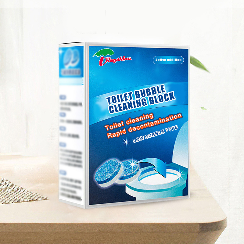 Rayshine custom package blue toilet block Effervescent tablets Bubble cleaning detergent deodorant 50g / bag