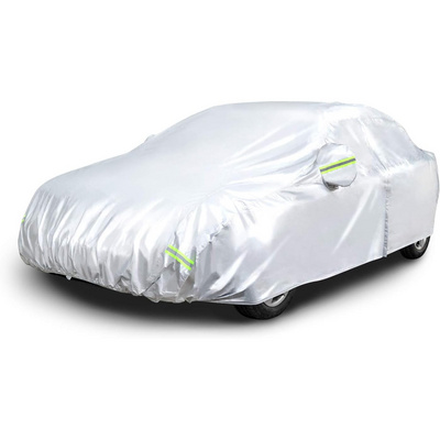 M4 Car Cover Waterproof All Weather, Outdoor Car Covers for Automobiles with Zipper Door, Hail UV Snow Wind Protection