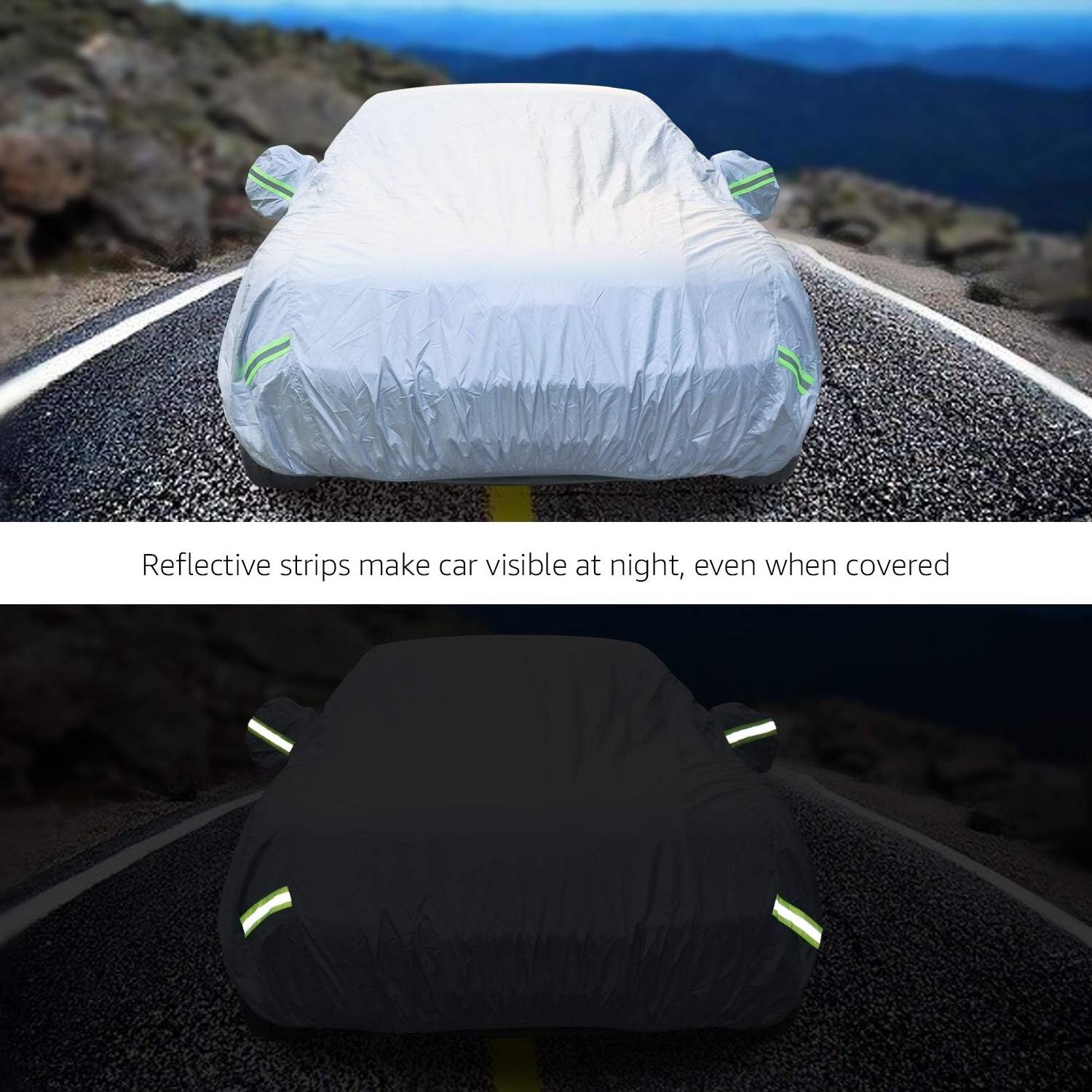 M4 Car Cover Waterproof All Weather, Outdoor Car Covers for Automobiles with Zipper Door, Hail UV Snow Wind Protection