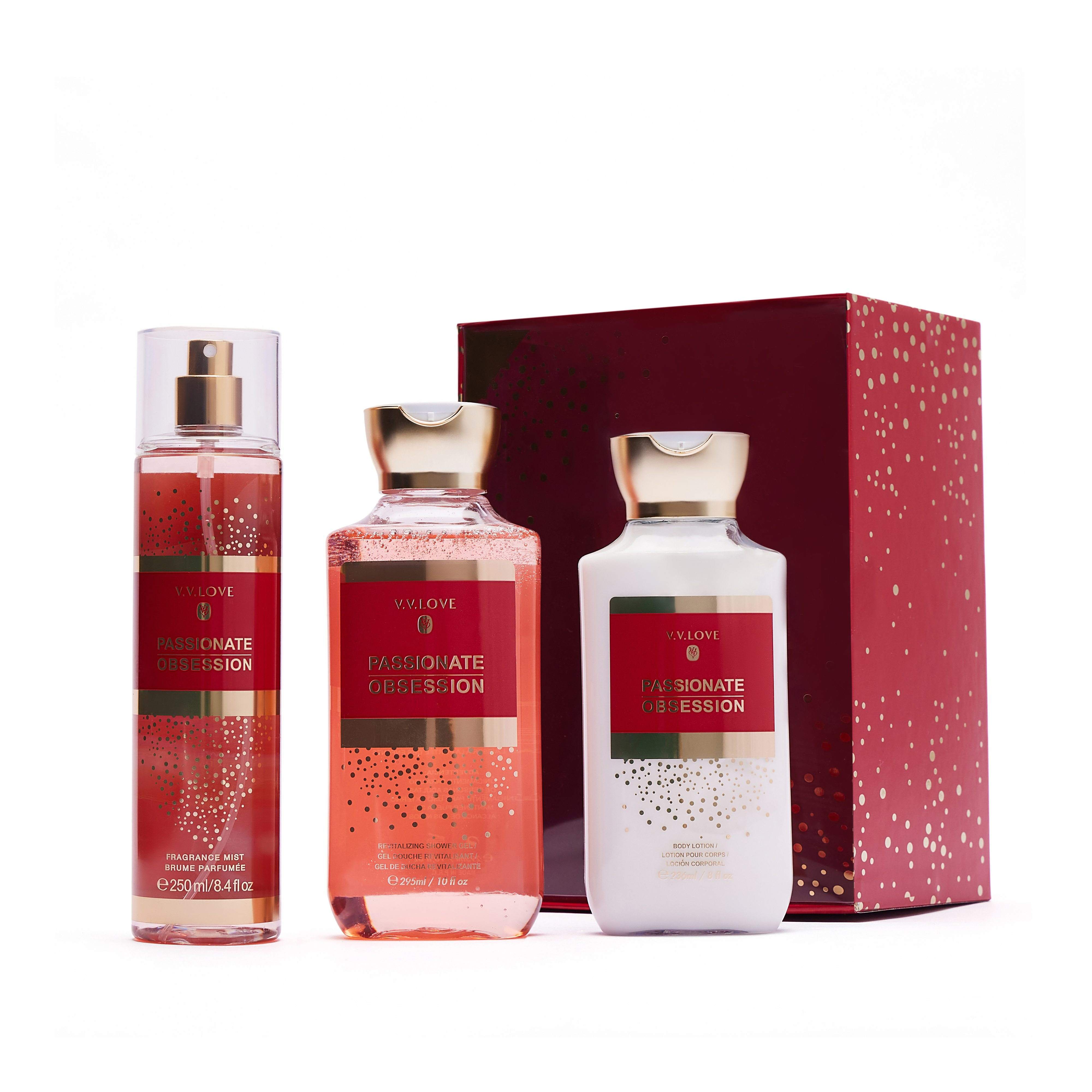 Wholesale ladies perfume set travel 3-piece work and perfume body lotion and body wash gift sets