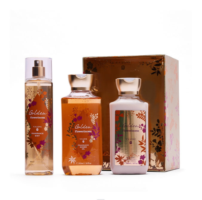 Wholesale ladies perfume set travel 3-piece work and perfume body lotion and body wash gift sets