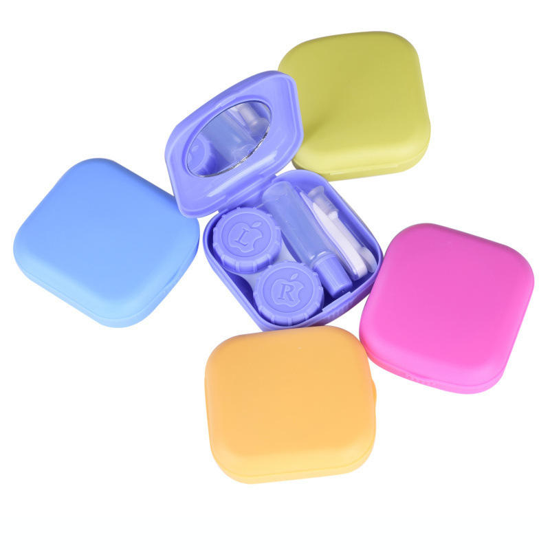 Wholesale customized logo square color men women contact lens case