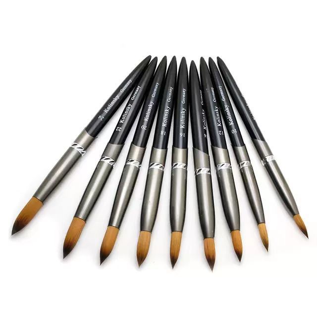 2021 Factory Customized Gel Oval Nail Art 3D Brush Pure Kolinsky Acrylic Brush Set