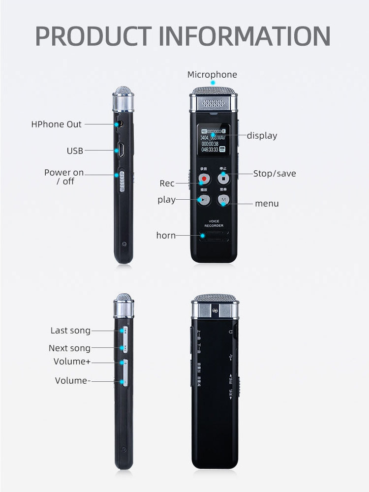 mini USB sound recorder manual digital voice recorder