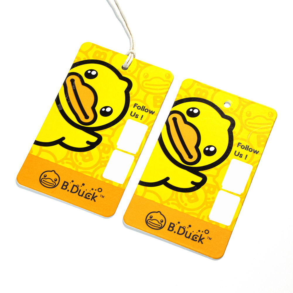 Custom Logo Cartoon Cardboard Swing Baby Children Clothing Hang Tag For Garment Clothes/Toy