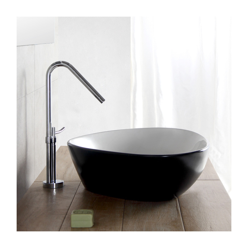 Wholesale luxury simple matte black-and-white triangular basin washbasin art basin ceramic on sale