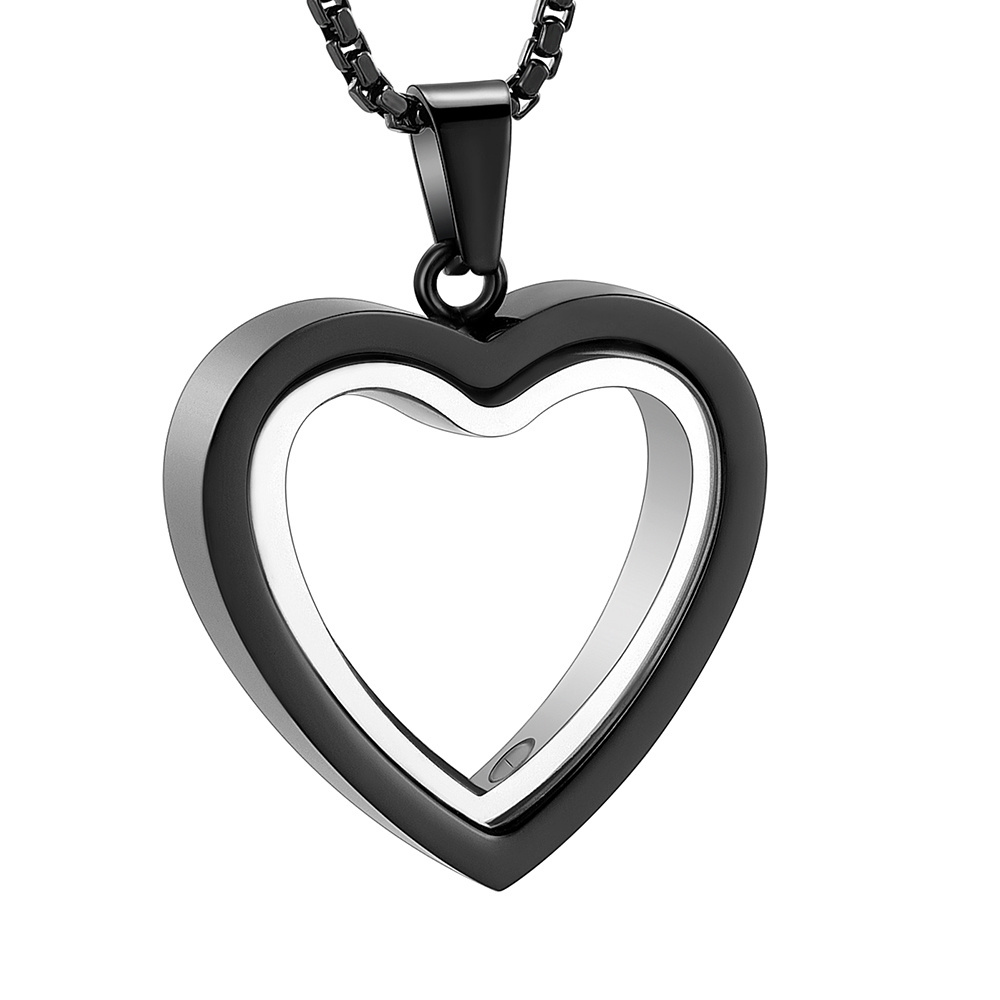 Steel Cremation Jewelry Pet Memorial Ashes Necklace Stainless Memorial Glass Heart Locket for Ashes or Hair Keepsakes