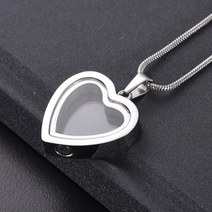 Steel Cremation Jewelry Pet Memorial Ashes Necklace Stainless Memorial Glass Heart Locket for Ashes or Hair Keepsakes