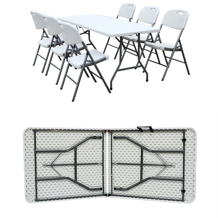 Portable Outdoor Garden Furniture Poker White Rectangular Plastic Banquet Catering BBQ Camping Picnic Folding Table