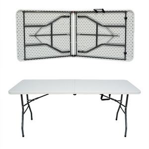 Portable Outdoor Garden Furniture Poker White Rectangular Plastic Banquet Catering BBQ Camping Picnic Folding Table