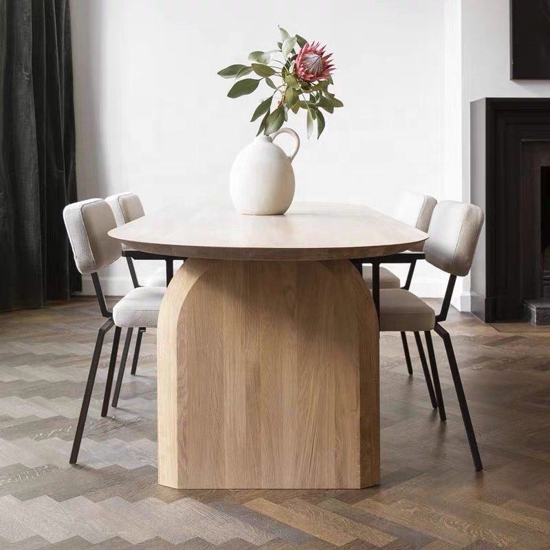 Modern Nordic style dining room wooden solid wood table rectangular solid wood dining table