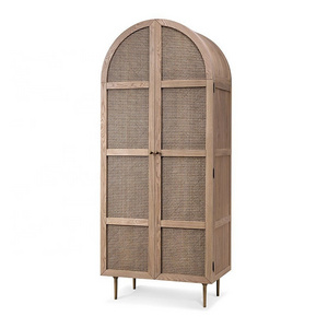 Nordic Style Bedroom Small Unit Homestay Solid Wood Rattan Woven Wardrobe