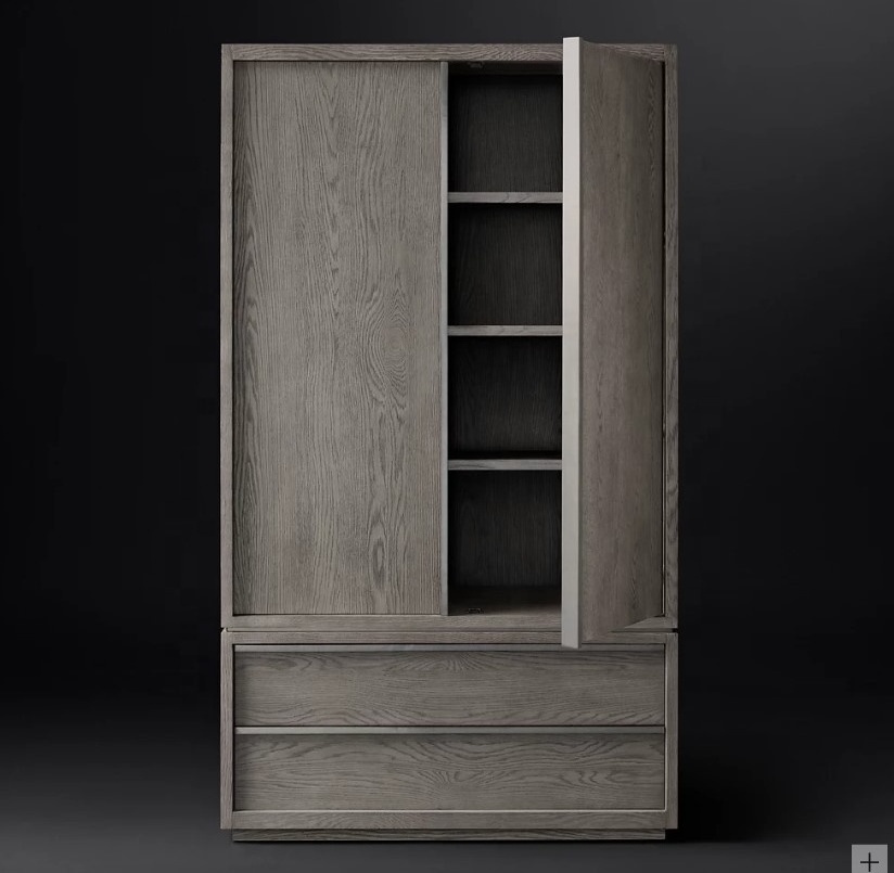 Home furniture bedroom furniture maison style customized oak armoire wooden wardrobe with classic columns