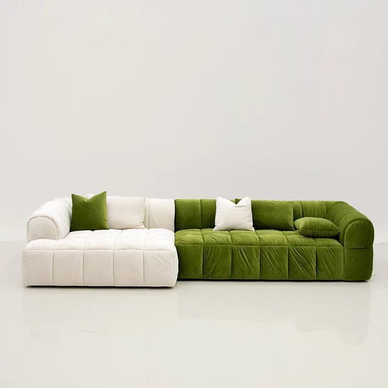 2023 new velvet sofa Strips cream puff sofa American living room three-person color-blocking module sofa