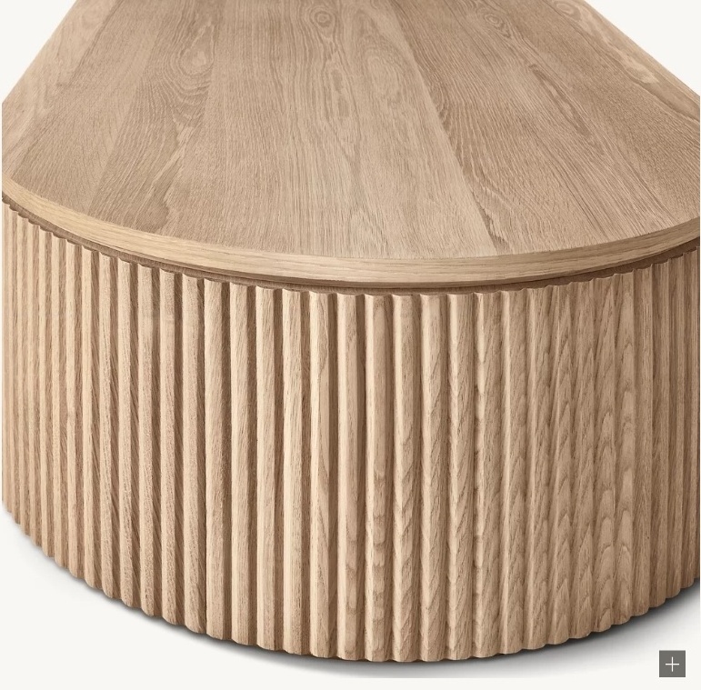 High quality French minimalist modern style solid oak oval coffee table living room furniture