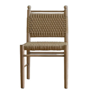 High quality modern solid wood dining chair rope woven backrest casie chair