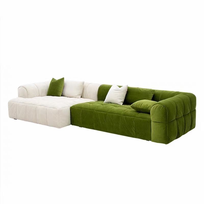 2023 new velvet sofa Strips cream puff sofa American living room three-person color-blocking module sofa