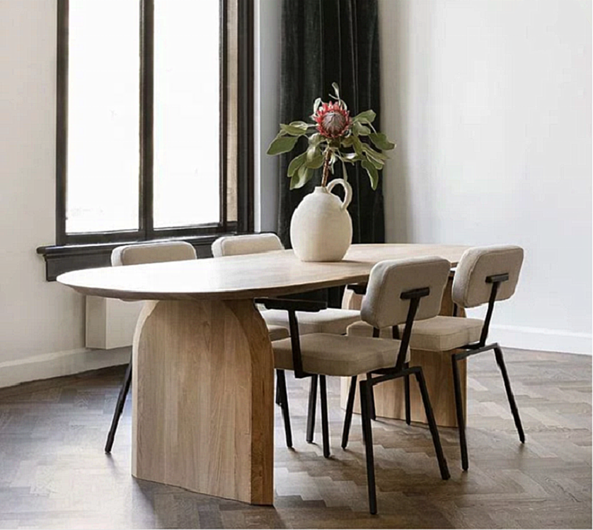 Modern Nordic style dining room wooden solid wood table rectangular solid wood dining table