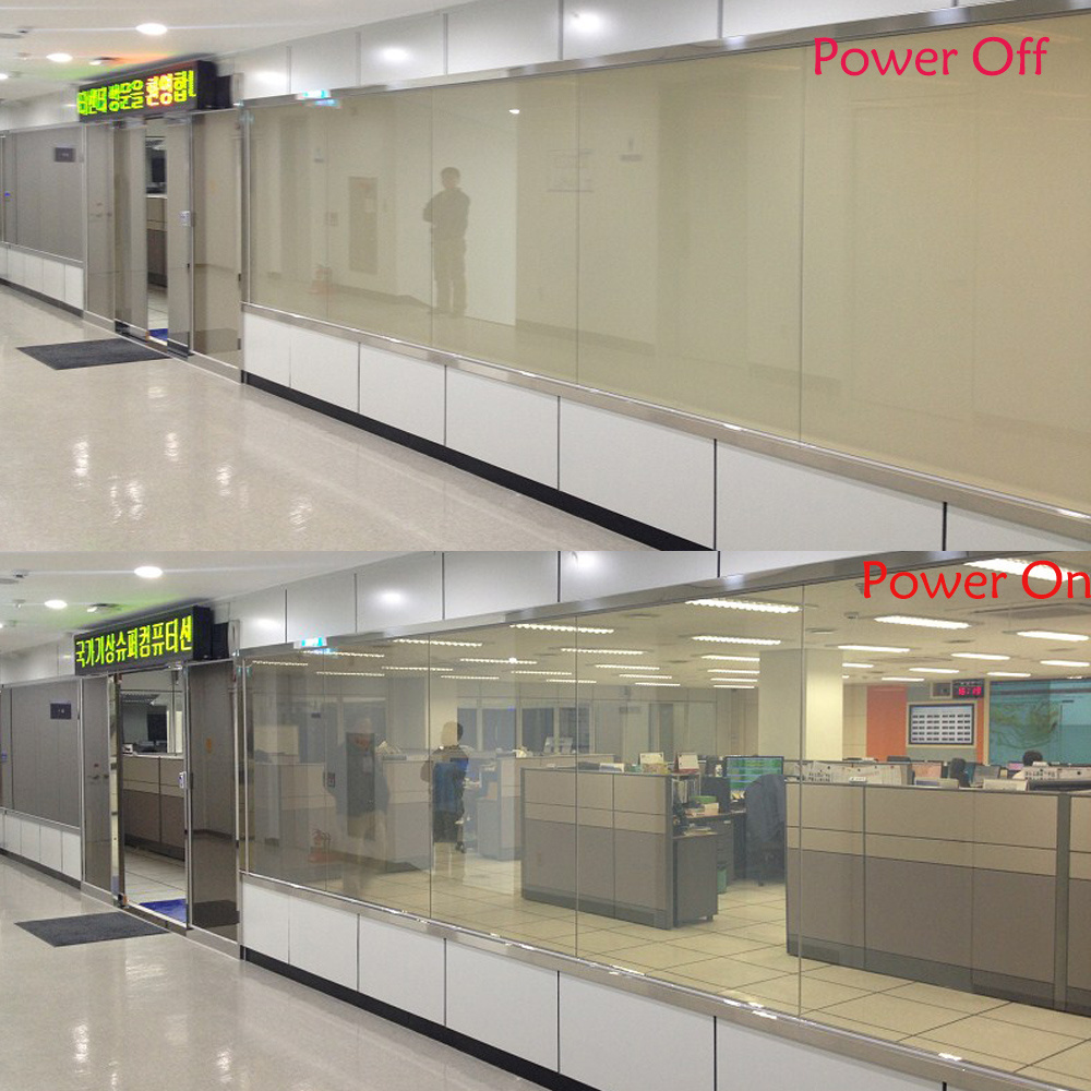 glass film privacy protection film PDLC smart glass film for rooms offices partition and privacy busbar