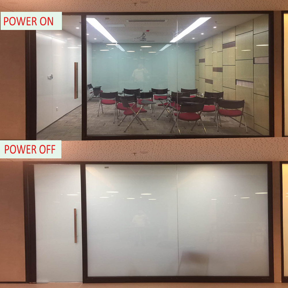 glass film privacy protection film PDLC smart glass film for rooms offices partition and privacy busbar