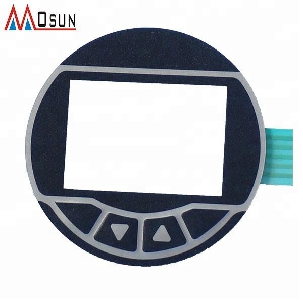 China custom front panel supplier window membrane switch 3M adhesive LED graphic overlay keypad screen printing manufacturer