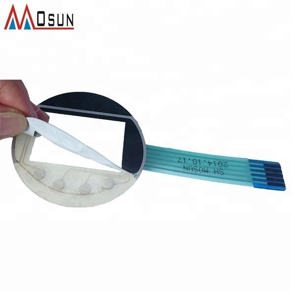 China custom front panel supplier window membrane switch 3M adhesive LED graphic overlay keypad screen printing manufacturer