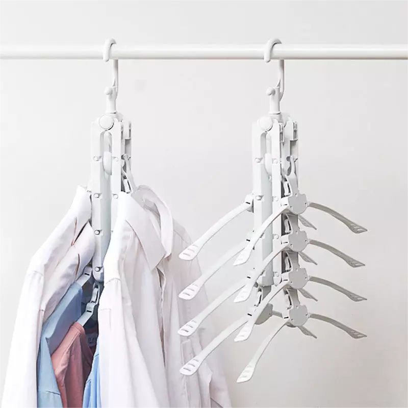 Wholesale Multi-functional Folding Space Saving Magic Adjustable Clothes Rack Collapsible Plastic Clothes Hanger