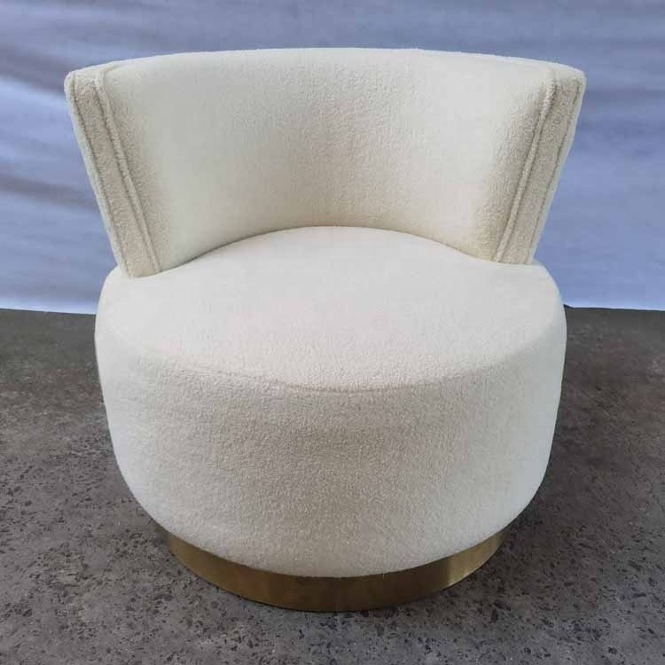 New design luxury sofa chair living room soft boucle round accent chair with swivel base.