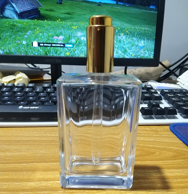 high quality flat square 50ml 100ml glass hair oil bottle with dropper