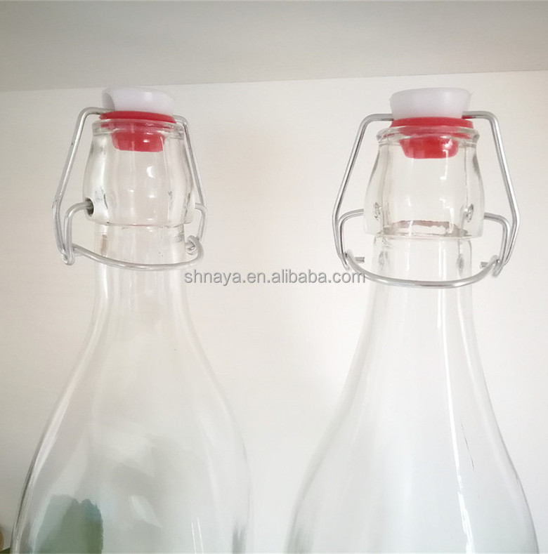 swing top buckle sealed airtight 1L 1000ml glass bottles with lock lid