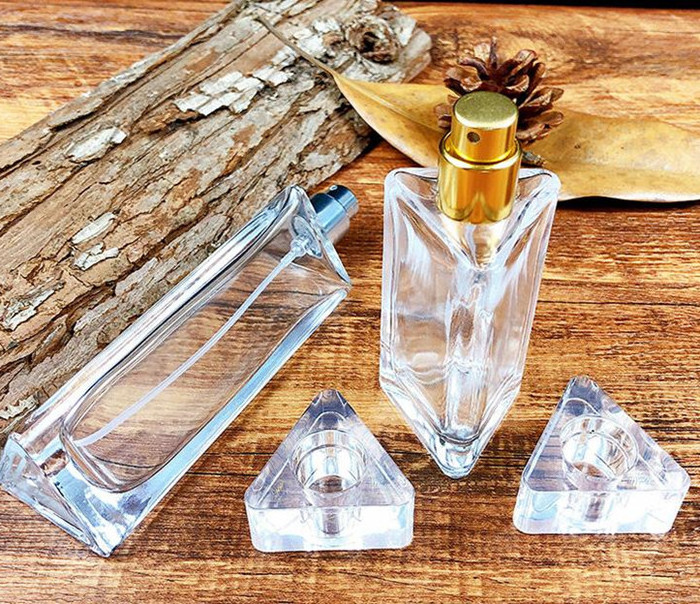 50ml triangle clear glass perfume bottle