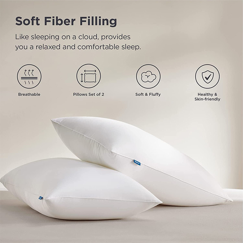 Machine Washable Hypoallergenic Fluffy Down Alternative Polyester Fiber Filled Luxury Soft bed Pillow for sleeping