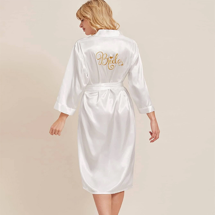 Wholesale Custom Logo loungewear king queen couple bath robes men women Bridal satin silk Bathrobe